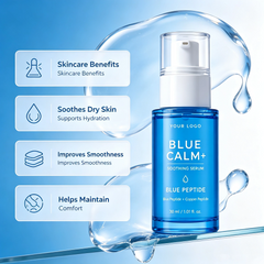 Private Label Blue Calm+ Soothing Serum OEM/ODM | Custom Peptide Facial Serum Manufacturer