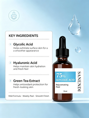 75% Glycolic Acid Peel Serum 15ml | Professional Strength AHA Skincare Formula | OEM ODM Supply