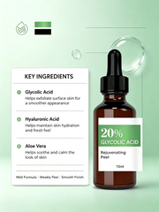 20% Glycolic Acid Peel Serum 15ml | Gentle AHA Exfoliating Skincare Formula | OEM ODM Private Label