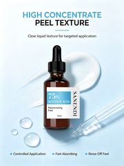 75% Glycolic Acid Peel Serum 15ml | Professional Strength AHA Skincare Formula | OEM ODM Supply