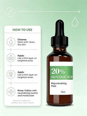 20% Glycolic Acid Peel Serum 15ml | Gentle AHA Exfoliating Skincare Formula | OEM ODM Private Label