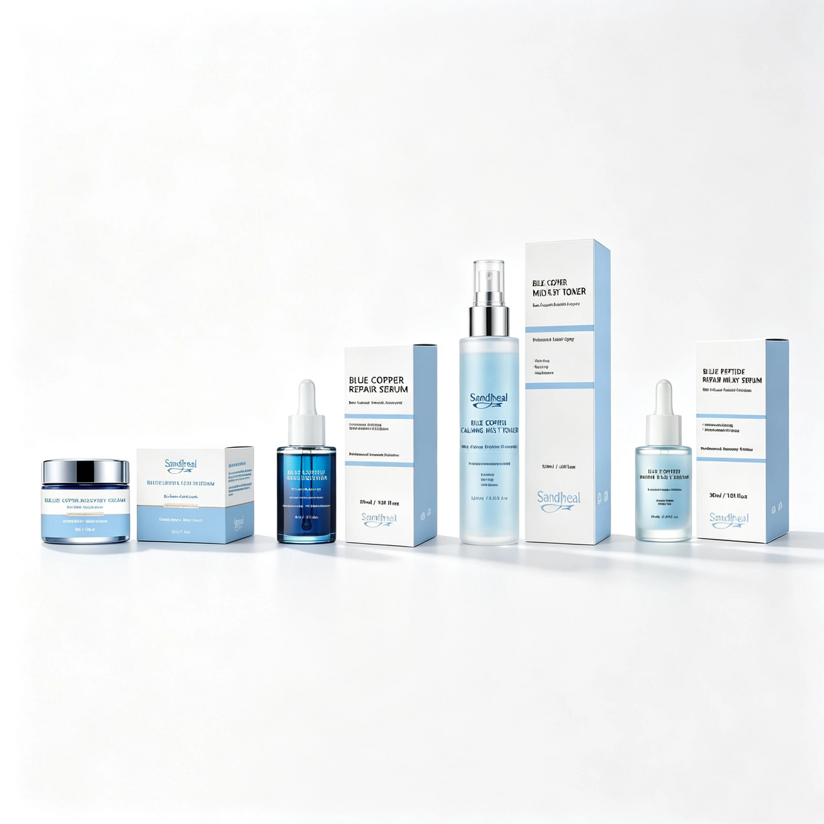 Sandiheal Blue Copper Peptide Skin Care Set | Complete Daily Facial Care Kit